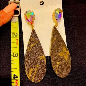 LV repurposed leather earrings